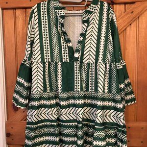 Green & White Mini Dress Size S